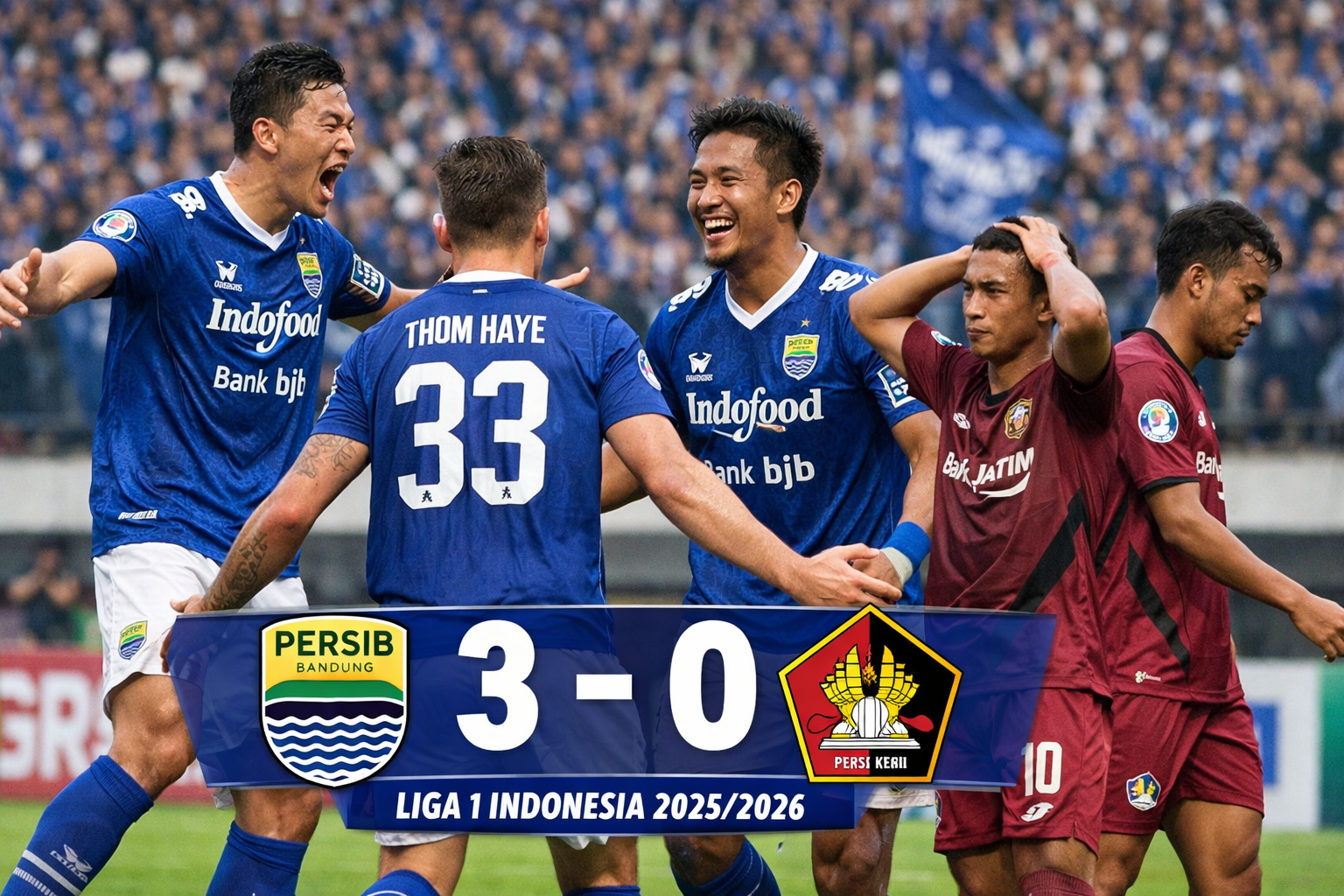 Persib Bandung vs Persik Kediri: Maung Bandung Menang Meyakinkan 3-0 di Liga 1 2025/2026