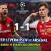 Bayer Leverkusen vs Arsenal 16 Besar Liga Champions: Duel Sengit Berakhir Dramatis