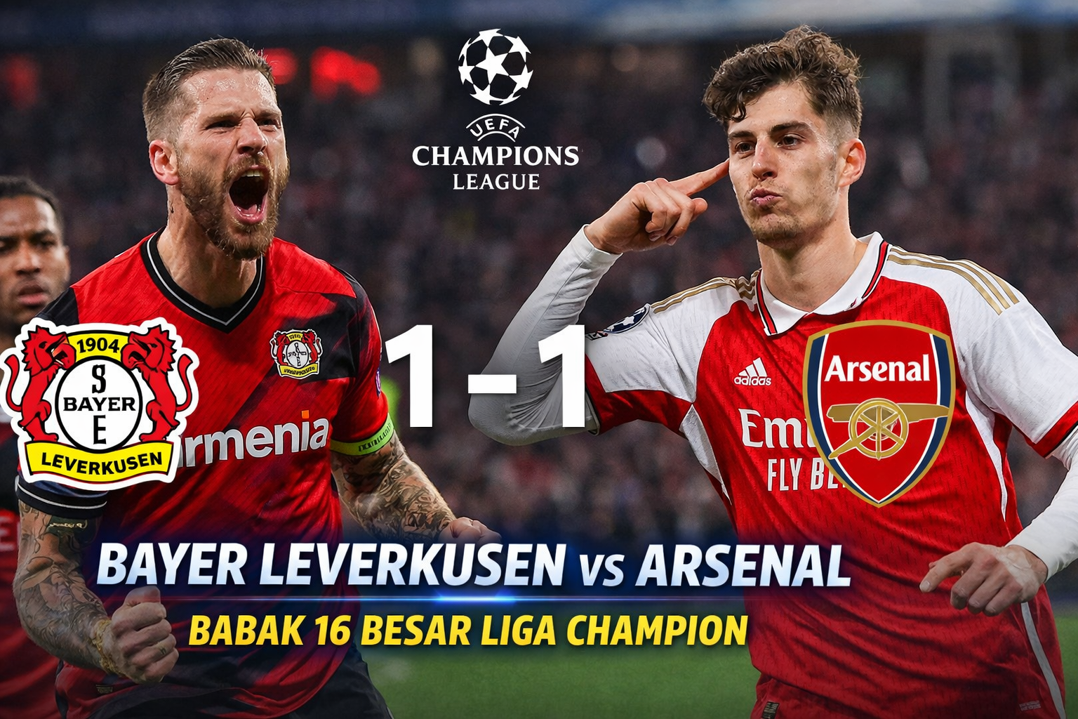 Bayer Leverkusen vs Arsenal 16 Besar Liga Champions: Duel Sengit Berakhir Dramatis
