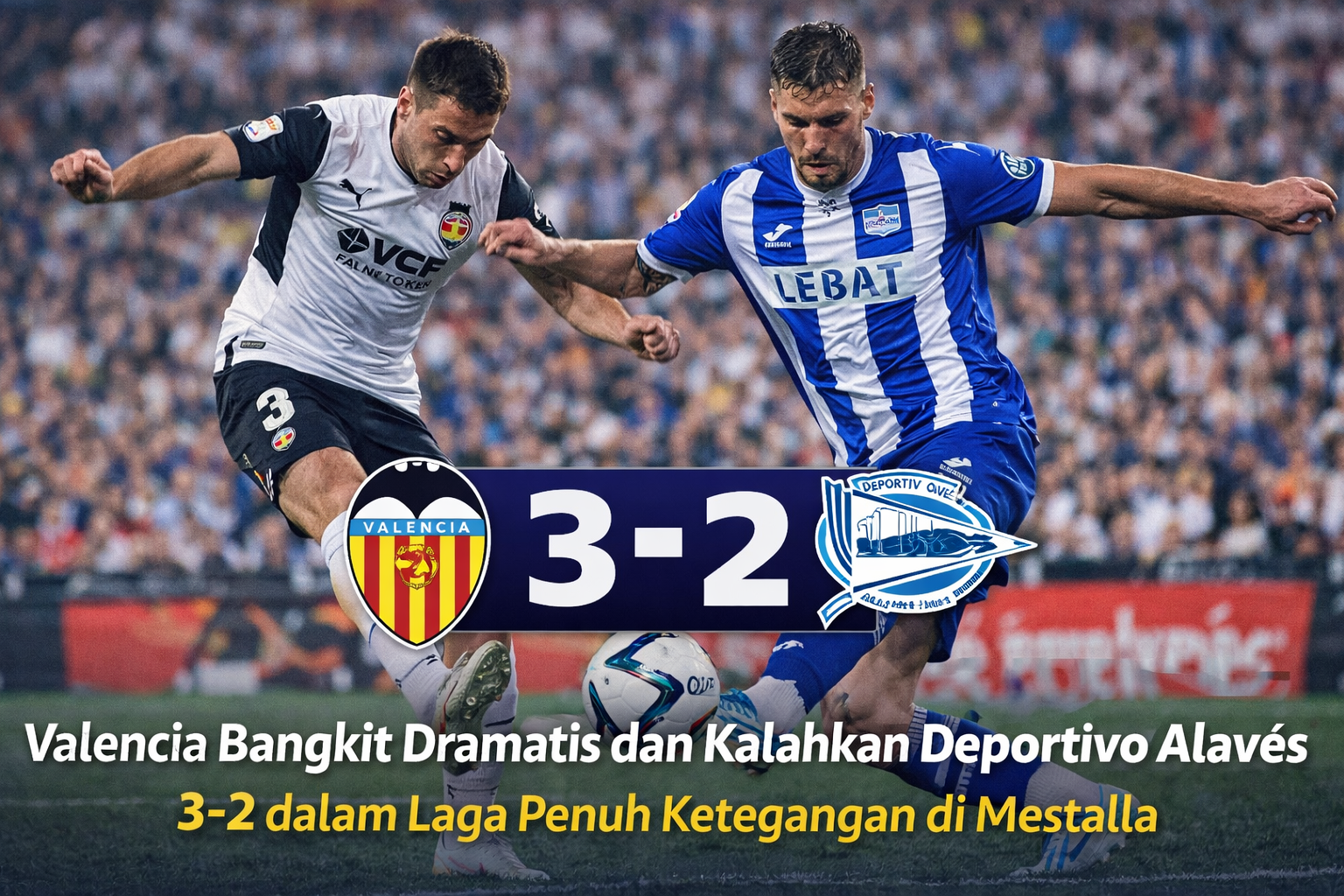 Pertandingan Valencia CF vs Deportivo Alavés: Drama Lima Gol di Mestalla Berakhir 3-2 untuk Valencia